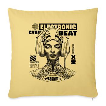 Cyber Beats shirt with futuristic design - Sofa pillowcase 17,3'' x 17,3'' (45 x 45 cm) - washed yellow - Front