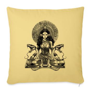 Spiritual Indian Goddess DJ Music T-Shirt - Sofa pillowcase 17,3'' x 17,3'' (45 x 45 cm) - washed yellow - Front