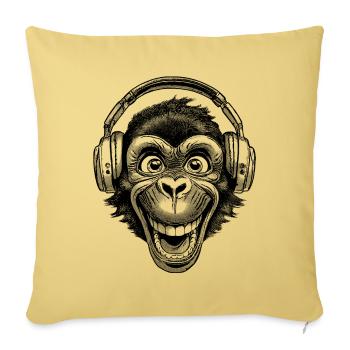 Funny Chimpanzee Music Shirt for Animal Lovers - Sofa pillowcase 17,3'' x 17,3'' (45 x 45 cm) - washed yellow - Front