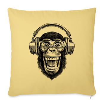 Cool chimpanzee shirt for vinyl fans - Sofa pillowcase 17,3'' x 17,3'' (45 x 45 cm) - washed yellow - Front