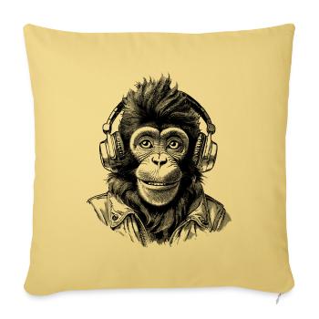 Naturschutz-Shirt mit Schimpansen für Musikfans - Sofakissenbezug 45 x 45 cm - Hellgelb - Vorne