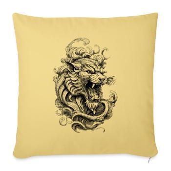 Tattoo-Tiger Shirt im urbanen Street-Look - Sofakissenbezug 45 x 45 cm - Hellgelb - Vorne