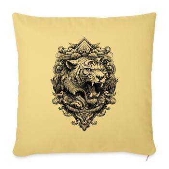 Meditatives Tiger Shirt mit floralen Ornamenten - Sofakissenbezug 45 x 45 cm - Hellgelb - Vorne
