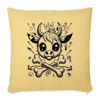 Comic-Kuh Piraten-Style Shirt für Streetwear-Fans - Sofakissenbezug 45 x 45 cm - Hellgelb - Vorne