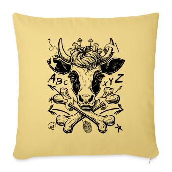 Graffiti T-Shirt with Pirate Cow Motif - Sofa pillowcase 17,3'' x 17,3'' (45 x 45 cm) - washed yellow - Front
