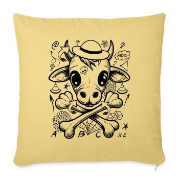 Funny Pirate Cow T-Shirt in Cartoon Style - Sofa pillowcase 17,3'' x 17,3'' (45 x 45 cm) - washed yellow - Front