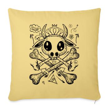 Naughty cow with cigars in streetwear style shirt - Sofa pillowcase 17,3'' x 17,3'' (45 x 45 cm) - washed yellow - Front