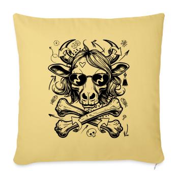 Vache graffiti coquine avec coiffure sauvage, chemise - Housse de coussin décorative 45 x 45 cm - jaune délavé - Devant