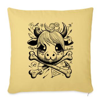 Chemise de vache de dessin animé drôle dans le look graffiti urbain - Housse de coussin décorative 45 x 45 cm - jaune délavé - Devant
