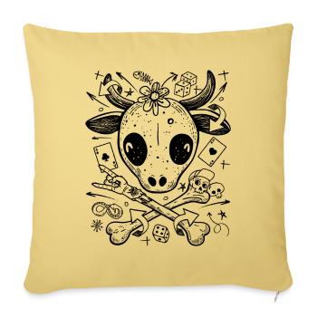 Chemise de style de rue de vache comique avec des icônes de casino - Housse de coussin décorative 45 x 45 cm - jaune délavé - Devant
