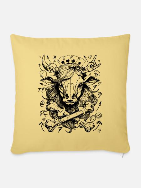 T-shirt élégant de vache comique de casino dans le style de la rue - Housse de coussin décorative 45 x 45 cm - jaune délavé