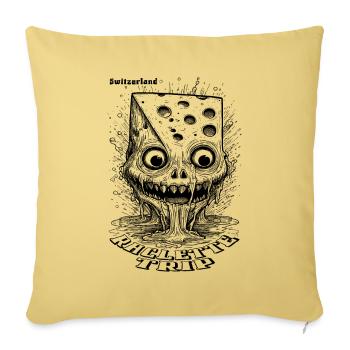 T-shirt d’horreur comique avec fromage fondant - Housse de coussin décorative 45 x 45 cm - jaune délavé - Devant