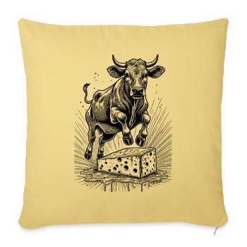 Jumping Cow – Chemise à raclette créative - Housse de coussin décorative 45 x 45 cm - jaune délavé - Devant