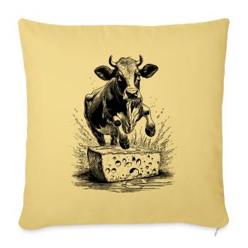 Springende Kuh: Käseliebe auf deinem Shirt! - Sofakissenbezug 45 x 45 cm - Hellgelb - Vorne