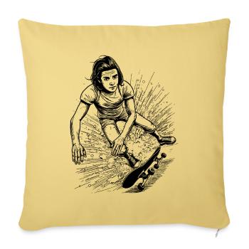 Humorous Skateboard Crash T-Shirt Design - Sofa pillowcase 17,3'' x 17,3'' (45 x 45 cm) - washed yellow - Front