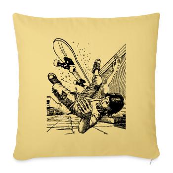Big Case – Dynamics and Humor in a Skater T-Shirt - Sofa pillowcase 17,3'' x 17,3'' (45 x 45 cm) - washed yellow - Front