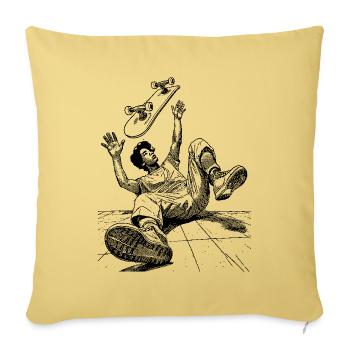 Typical Skater Fall – Humorous Shirt - Sofa pillowcase 17,3'' x 17,3'' (45 x 45 cm) - washed yellow - Front