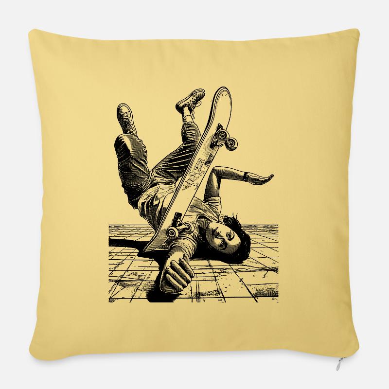 Skater T-Shirt – Dein Sturz, dein Lifestyle - Sofakissenbezug 45 x 45 cm - Hellgelb