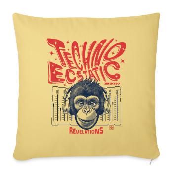 Euphorische Beats: Affen-Shirt und Techno-Kultur - Sofakissenbezug 45 x 45 cm - Hellgelb - Vorne