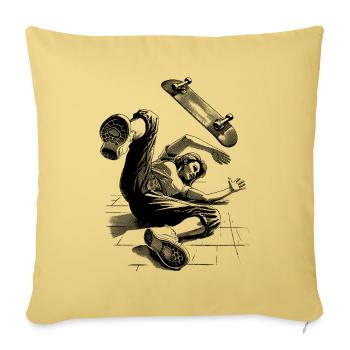 T-shirt patineur fort femme fracassant - Housse de coussin décorative 45 x 45 cm - jaune délavé - Devant