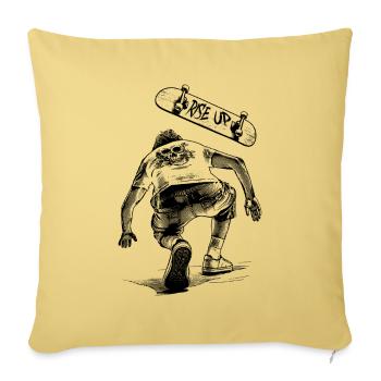 Skate. Lintel. Stand up. Shirt for real skaters. - Sofa pillowcase 17,3'' x 17,3'' (45 x 45 cm) - washed yellow - Front