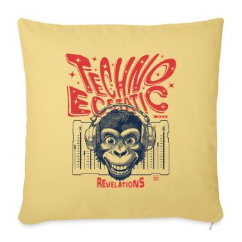 Rhythm Shirt: Chimpanzees and Techno in Harmony - Sofa pillowcase 17,3'' x 17,3'' (45 x 45 cm) - washed yellow - Front
