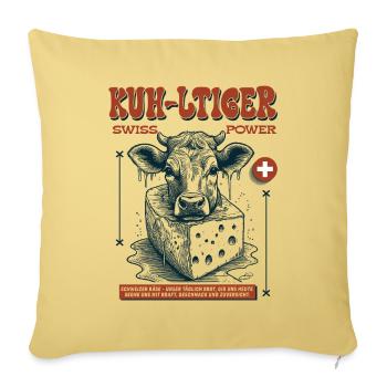 Kuh & Käse Shirt: Schweizer Ländlerfreude pur - Sofakissenbezug 45 x 45 cm - Hellgelb - Vorne