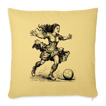 Maillot de foot femme : ballon aux pieds, victoire en vue - Housse de coussin décorative 45 x 45 cm - jaune délavé - Devant