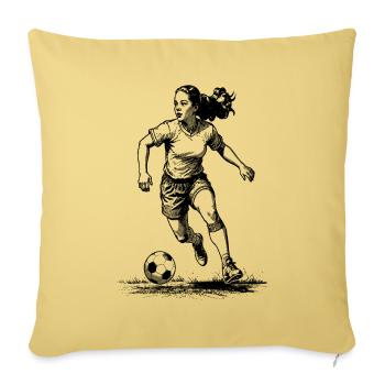 Striker Women's Soccer Shirt: Goal Scorer on the Ball - Sofa pillowcase 17,3'' x 17,3'' (45 x 45 cm) - washed yellow - Front