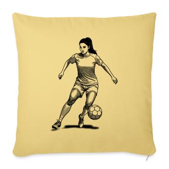 Frauen Fußball-Shirt: Spielerin mit Ballgefühl - Sofakissenbezug 45 x 45 cm - Hellgelb - Vorne