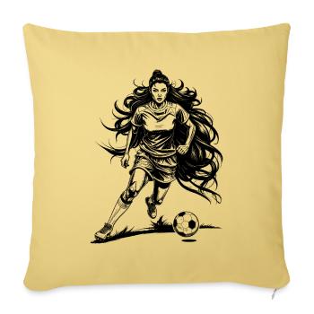 Maillot de football : Fille de football sur le terrain de football - Housse de coussin décorative 45 x 45 cm - jaune délavé - Devant