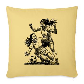 Duel! Maillot de foot femme pour les vainqueurs ! - Housse de coussin décorative 45 x 45 cm - jaune délavé - Devant