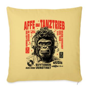 DJ Gorilla Shirt : Cheveux relevés, basses basses - Housse de coussin décorative 45 x 45 cm - jaune délavé - Devant