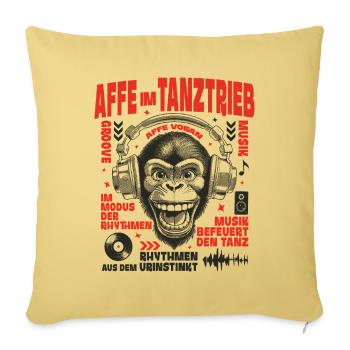 Chemise Vinyl Vibes : l’art rétro du singe rencontre le son - Housse de coussin décorative 45 x 45 cm - jaune délavé - Devant