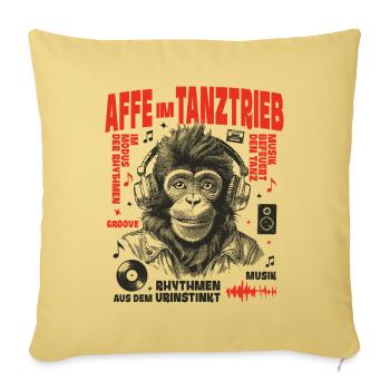 Monkey Beats Shirt : Fête de rue avec écouteurs - Housse de coussin décorative 45 x 45 cm - jaune délavé - Devant