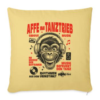 Headphone Sound Shirt: Monkey Rhythm and Fun - Sofa pillowcase 17,3'' x 17,3'' (45 x 45 cm) - washed yellow - Front