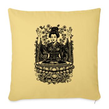 Festival Shirt with Geisha: In the Beat of Harmony - Sofa pillowcase 17,3'' x 17,3'' (45 x 45 cm) - washed yellow - Front