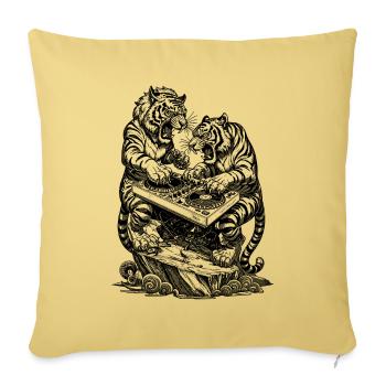 Tiger DJ Shirt: Festival Vibes am Techno Mischpult - Sofakissenbezug 45 x 45 cm - Hellgelb - Vorne