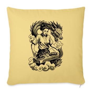 Magie-Shirt: Drache und Heldin am Open-Air - Sofakissenbezug 45 x 45 cm - Hellgelb - Vorne