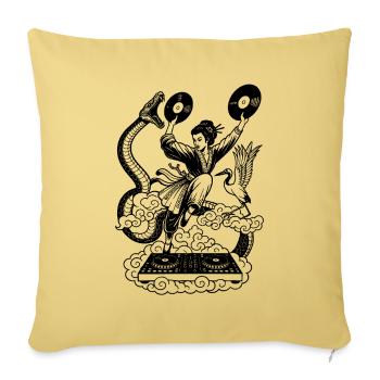 Geisha Shirt with Mixing Console: Flow for the Open-Air - Sofa pillowcase 17,3'' x 17,3'' (45 x 45 cm) - washed yellow - Front