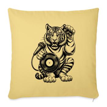 Schallplatten Comic Shirt: Tiger hebt die Tatze - Sofakissenbezug 45 x 45 cm - Hellgelb - Vorne
