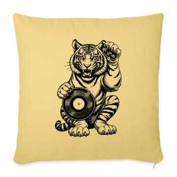 Musik Comic Shirt: Tiger Pfote auf Schallplatte - Sofakissenbezug 45 x 45 cm - Hellgelb - Vorne