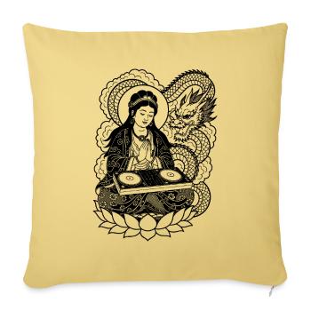 Geisha Shirt mit DJ-Pult: Meditation im Techno - Sofakissenbezug 45 x 45 cm - Hellgelb - Vorne