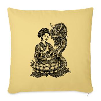 Chemise du festival des geishas : le dragon rencontre la magie du DJ - Housse de coussin décorative 45 x 45 cm - jaune délavé - Devant
