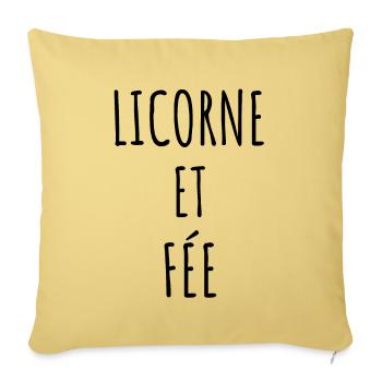 LICORNE ET FÉE idée cadeau humour - Housse de coussin décorative 45 x 45 cm - jaune délavé - Devant