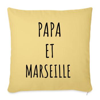 PAPA ET MARSEILLE idée cadeau humour citation - Housse de coussin décorative 45 x 45 cm - jaune délavé - Devant