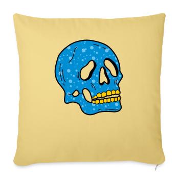 Crâne de bulles bleues - Housse de coussin décorative 45 x 45 cm - jaune délavé - Devant