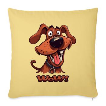 Wau Wow Chien de dessin animé drôle - Housse de coussin décorative 45 x 45 cm - jaune délavé - Devant
