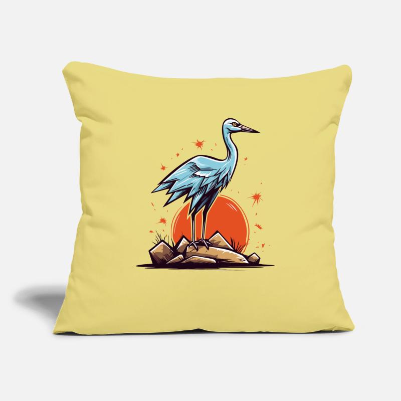 Graureiher oder Storch Vogel und eine rote Sonne Sofakissenbezug 45 x 45 cm