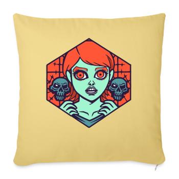 Manga Anime Cartoon Strip: Skull and Girl - Sofa pillowcase 17,3'' x 17,3'' (45 x 45 cm) - washed yellow - Front